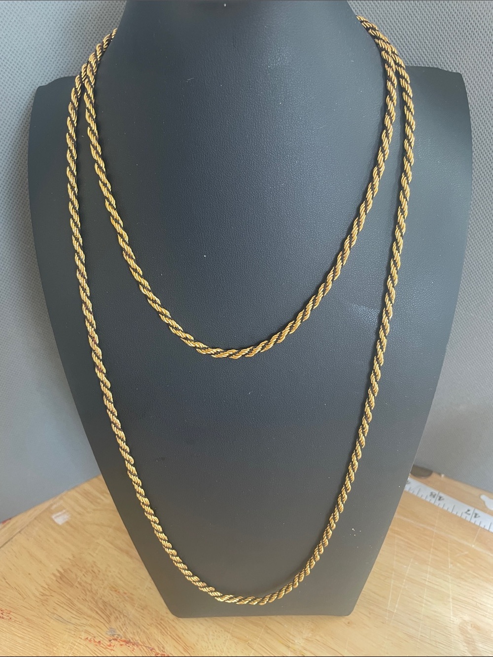 Classic Gold-Tone Rope Chain Necklace Layered  14.5” drop & 9” can be worn alone